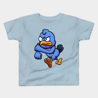 Mad Blue Bird Ready To Take On A Fight Kids T-Shirt